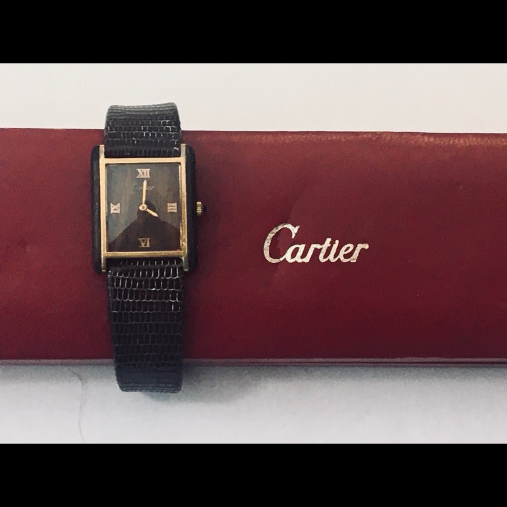 Vintage Cartier Mens Tank Wood&Vermiel from 70’s